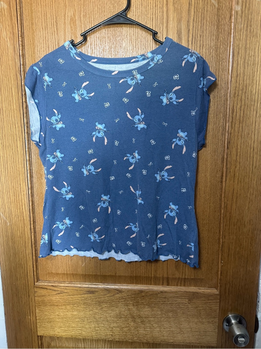 Disney Light Blue Graphic Tee with Navy Trim